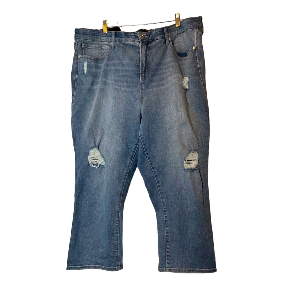 Torrid 3X Jeans Premium Sky High Skinny Crop Distressed Faded Blue Size 22 - Picture 2 of 10